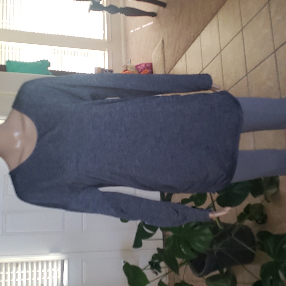 Lucy L brindle pattern low back long sleeve ruched sides performance tunic